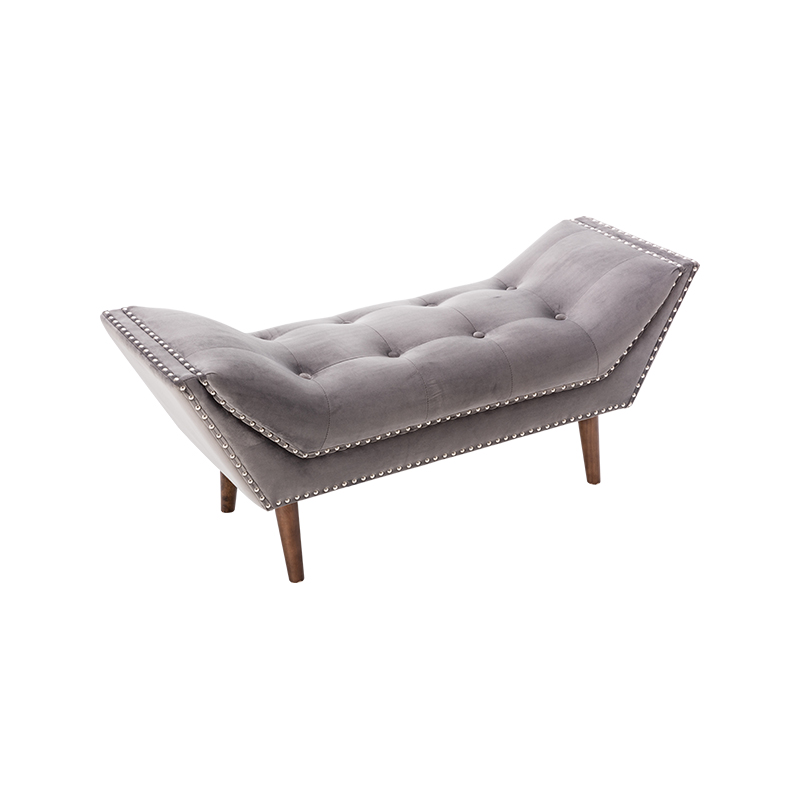 RXC002 Velvet Cambridge Chaise Bench Sofa with Vintage Studs